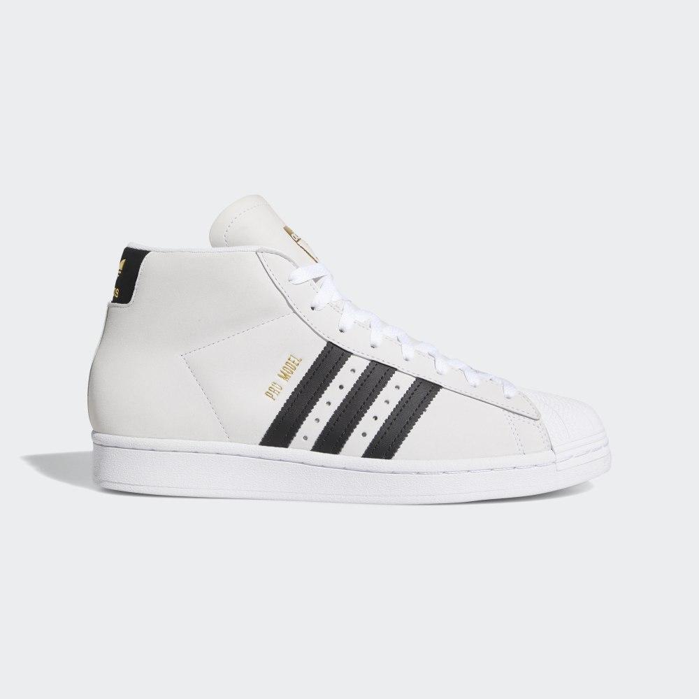 Adidas Men's Pro Model Shell Toe Originals Shoes White/Black/Gold Metal Ireland FV4695